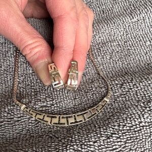 Elegant Silver Geometric Necklace and Earring Set